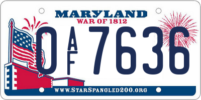 MD license plate 0AF7636