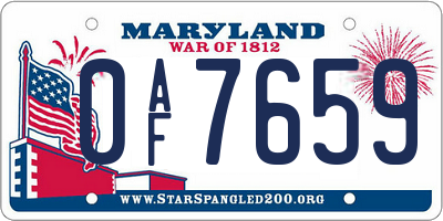 MD license plate 0AF7659
