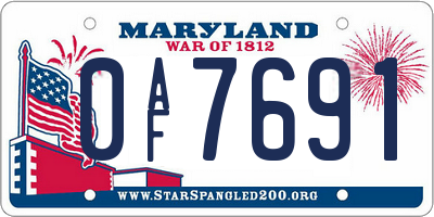 MD license plate 0AF7691