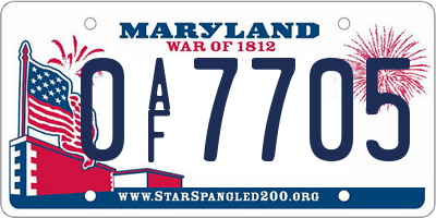 MD license plate 0AF7705