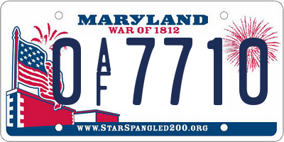 MD license plate 0AF7710
