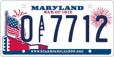 MD license plate 0AF7712