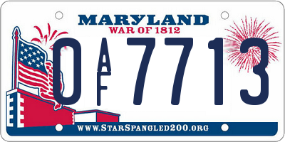 MD license plate 0AF7713