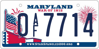 MD license plate 0AF7714