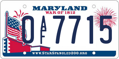 MD license plate 0AF7715