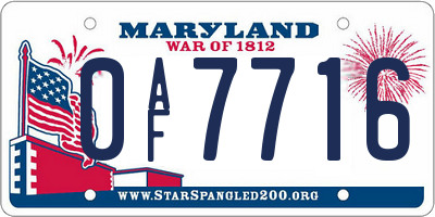 MD license plate 0AF7716