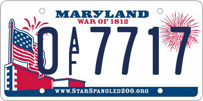 MD license plate 0AF7717