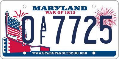 MD license plate 0AF7725