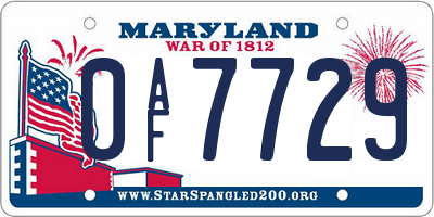 MD license plate 0AF7729