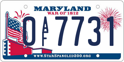 MD license plate 0AF7731