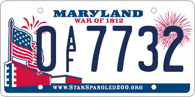 MD license plate 0AF7732