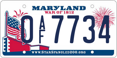 MD license plate 0AF7734
