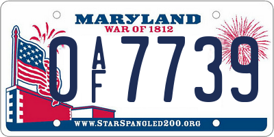 MD license plate 0AF7739