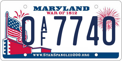 MD license plate 0AF7740