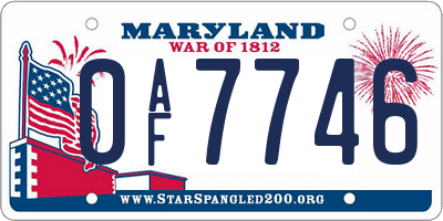 MD license plate 0AF7746