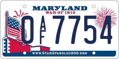 MD license plate 0AF7754