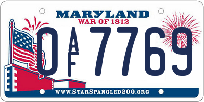 MD license plate 0AF7769