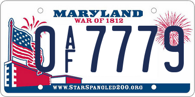 MD license plate 0AF7779