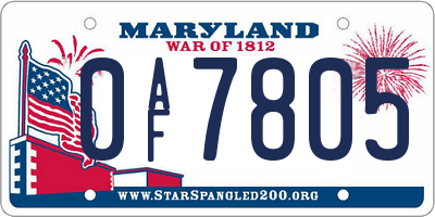 MD license plate 0AF7805