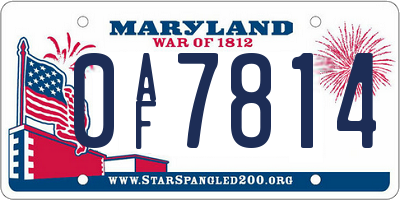 MD license plate 0AF7814
