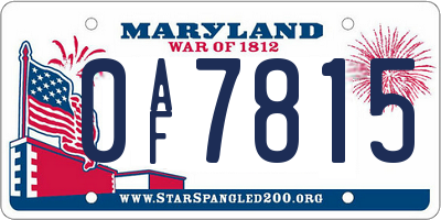 MD license plate 0AF7815