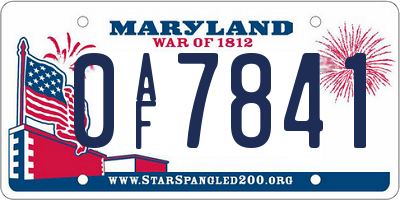 MD license plate 0AF7841