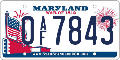 MD license plate 0AF7843