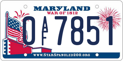 MD license plate 0AF7851