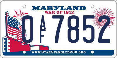 MD license plate 0AF7852