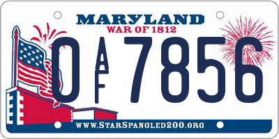 MD license plate 0AF7856