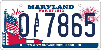 MD license plate 0AF7865