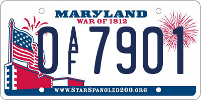 MD license plate 0AF7901