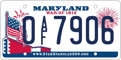 MD license plate 0AF7906