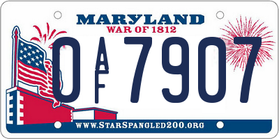 MD license plate 0AF7907