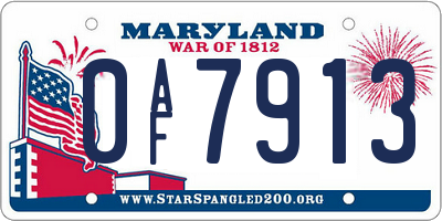 MD license plate 0AF7913