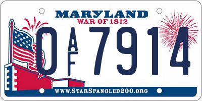 MD license plate 0AF7914