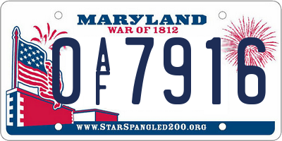 MD license plate 0AF7916