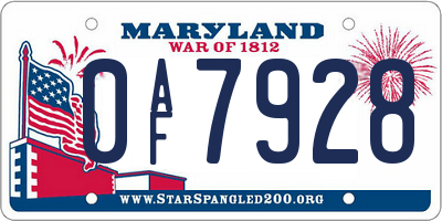 MD license plate 0AF7928