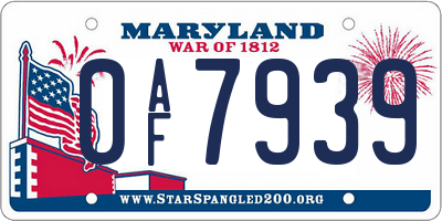 MD license plate 0AF7939
