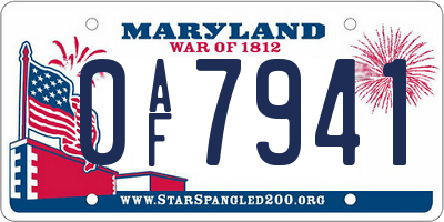 MD license plate 0AF7941