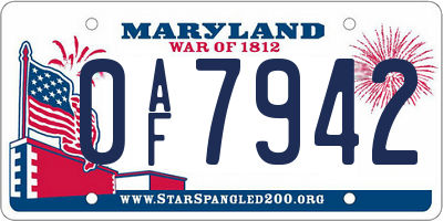 MD license plate 0AF7942