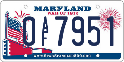 MD license plate 0AF7951
