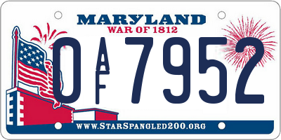 MD license plate 0AF7952