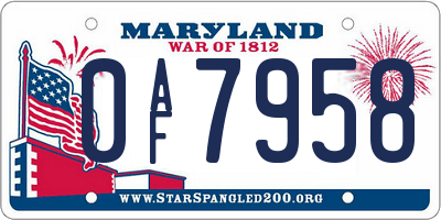 MD license plate 0AF7958