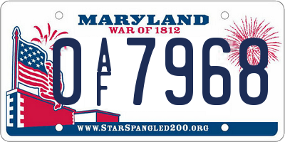 MD license plate 0AF7968