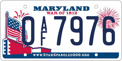 MD license plate 0AF7976