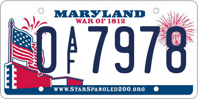 MD license plate 0AF7978