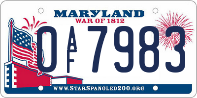 MD license plate 0AF7983