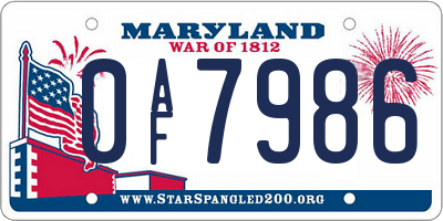 MD license plate 0AF7986