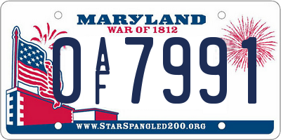 MD license plate 0AF7991